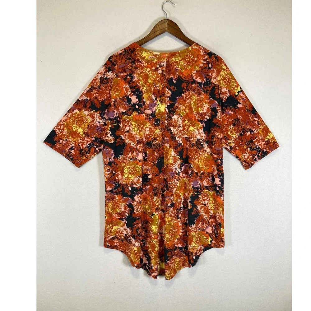 Boho Artsy LuLaRoe Women Sm Orange Floral Lindsay High Low Kimono‎ Cardigan NWT